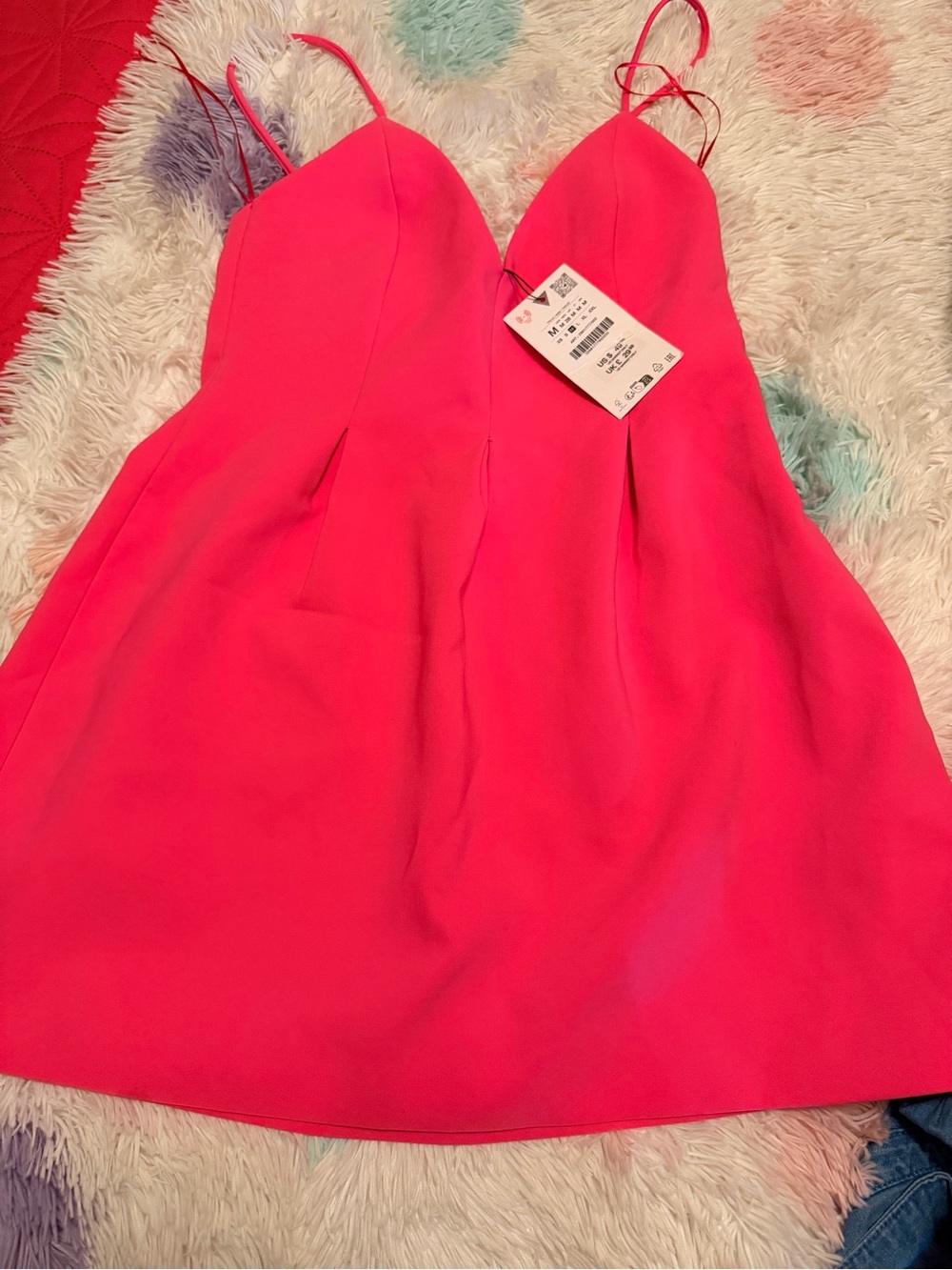Zara Hot Pink Spaghetti-Strap Mini Dress